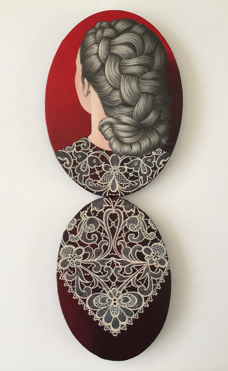 Wayfarer, 2021, acrylic on two canvases, 37.5 x 15 cm overall